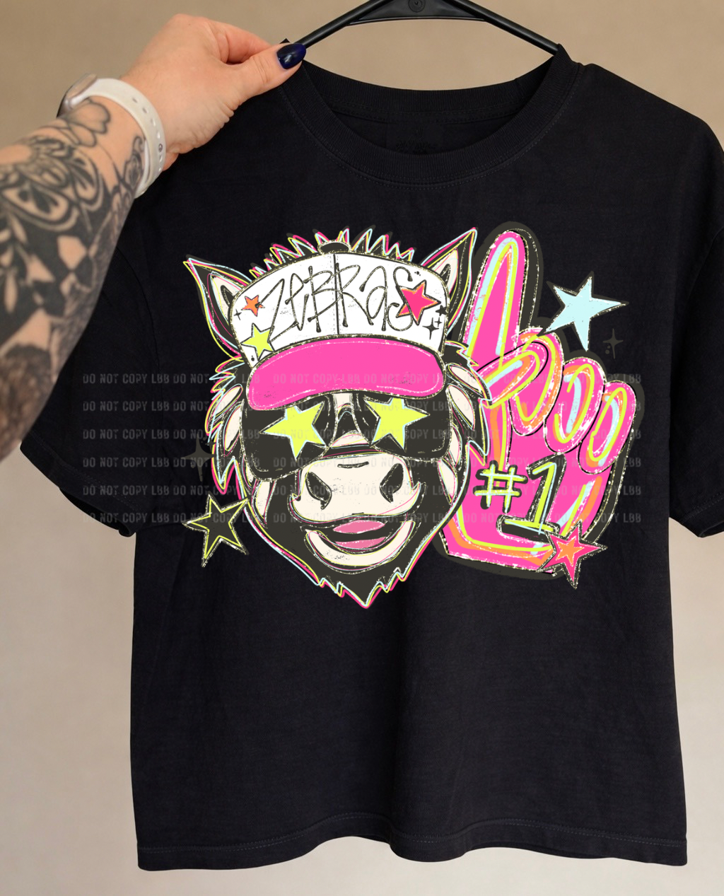 Zebras neon foam finger DTF TRANSFER